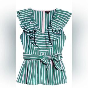 Halogen x Atlantic-Pacific Ruffle Stripe Shirt